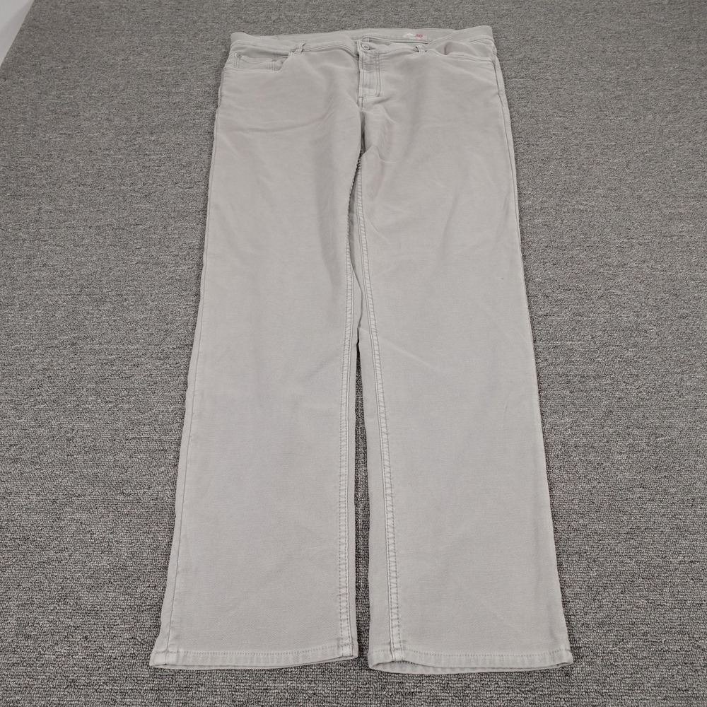 Faherty Jeans Mens 40x32 Gray Light Wash Straight Stretch Denim Casual Pants